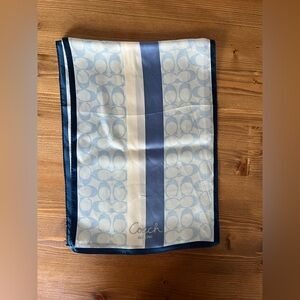 Coach Blue Signature Stripe Silk Scarf